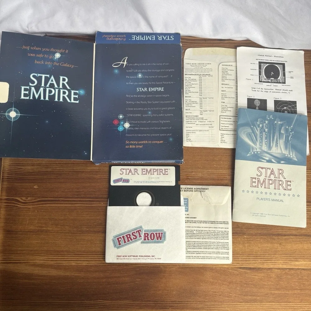 Vintage‎ 1988 Star Empire IBM PC DOS 5.25 Floppy Disk Game Complete Untested